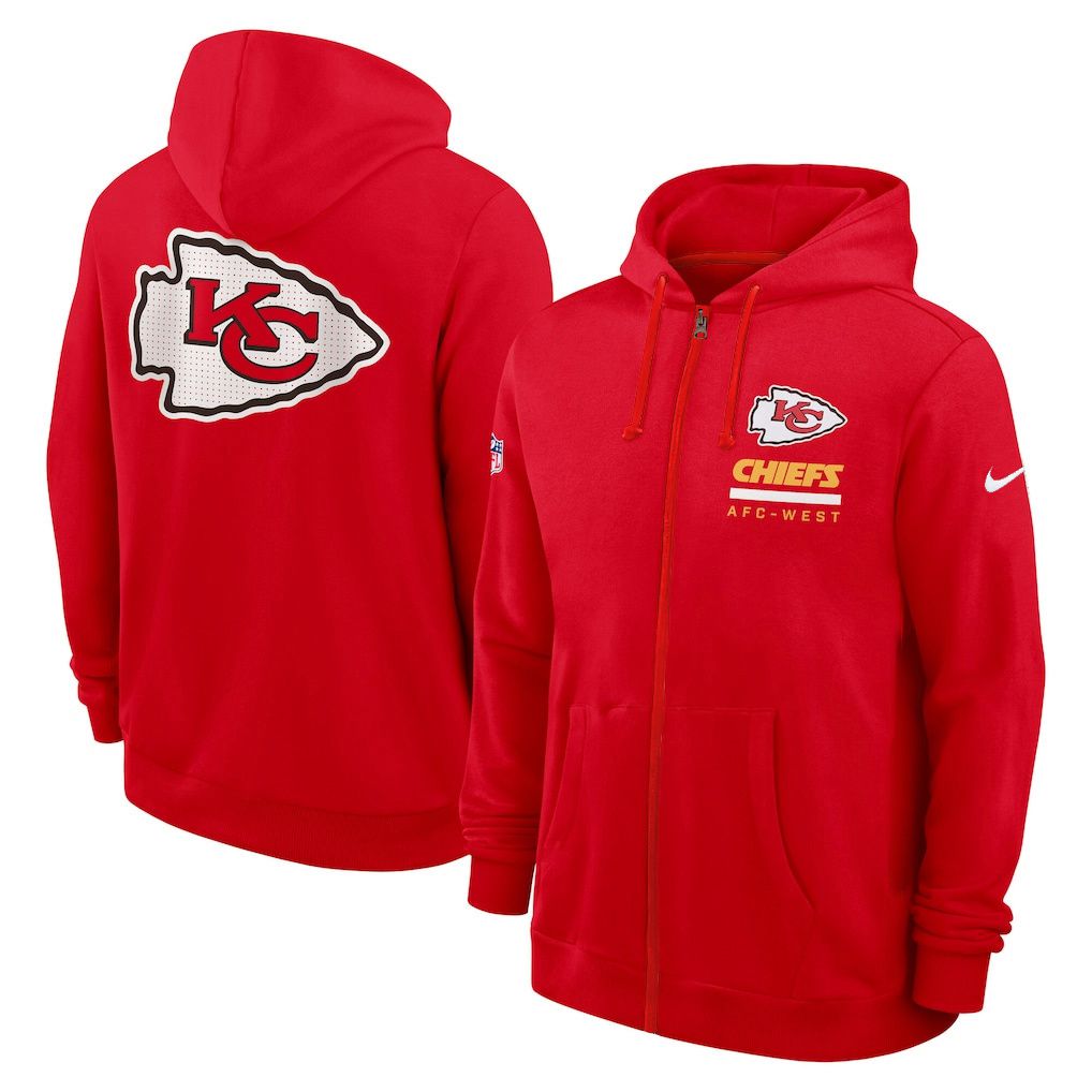 Men 2026 NFL Kansas City Chiefs zip-up hoodie red 01->kansas city chiefs->NFL Jersey
